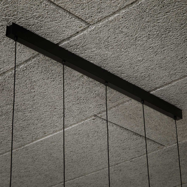 Elongated Black Canopy for 5 Lamps