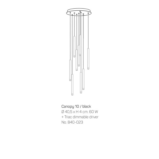 Round Black Canopy for 10 lamps