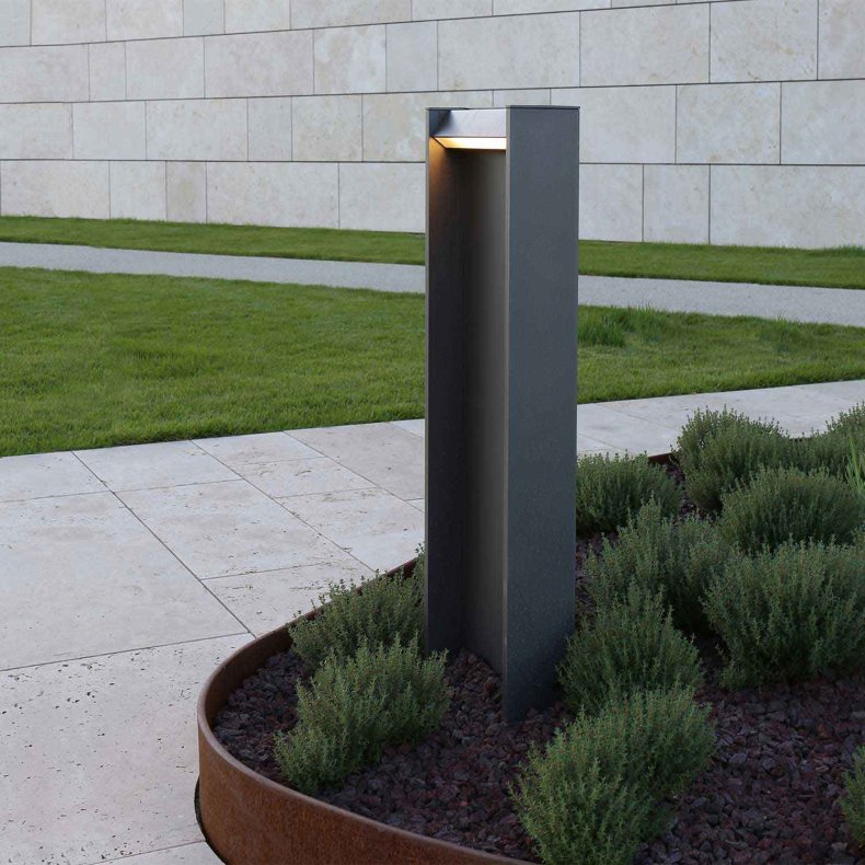 Slat 70 black Poller Garden Light