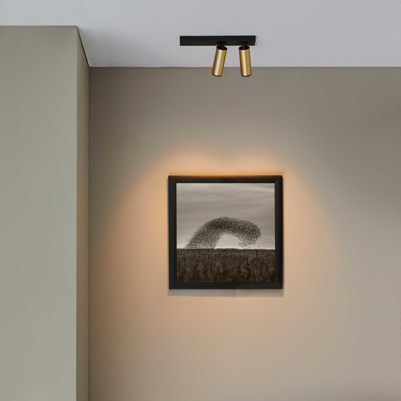 X-BEAM Double Guld/Svart Tak/Vggspotlight