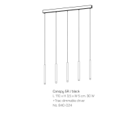 Elongated Black Canopy for 5 Lamps